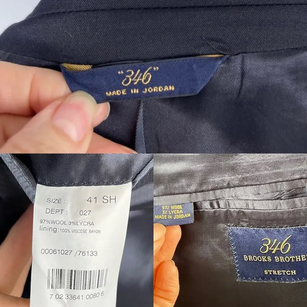 Brooks Brothers Men's Stretch Dark Blue Striped Blazer Jacket Size EU41 Short